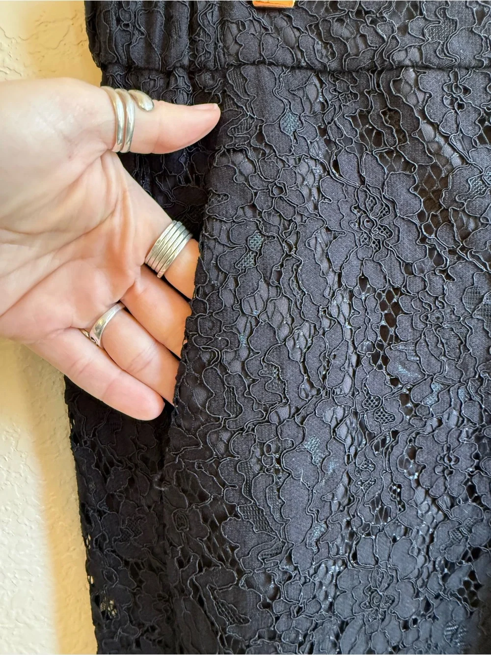 J. Crew Cropped Black Lace Pants with Pockets!